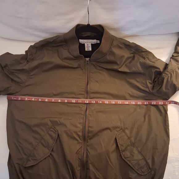 H&M Olive Army Green Lightweight Bomber Men Jacket Size-L - Picture 5 of 15